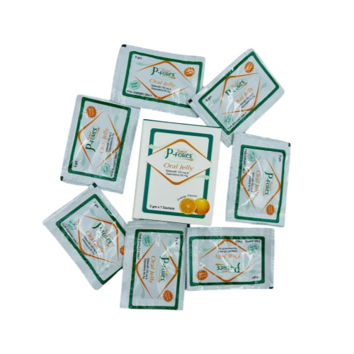 Super P-Force Jelly sildenafil and dapoxetine oral jelly sachets spread out on surface