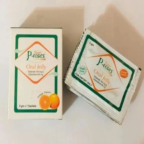 Super P-Force Jelly 7 sachets packaging box with sachets displayed beside