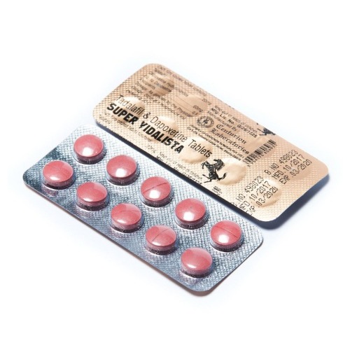 Super Vidalista 80mg blister pack close-up, tablets and printed foil text legible