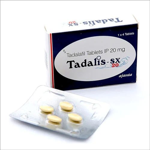 Tadalis-SX 20mg front view of box and blister strip with tablets displayed