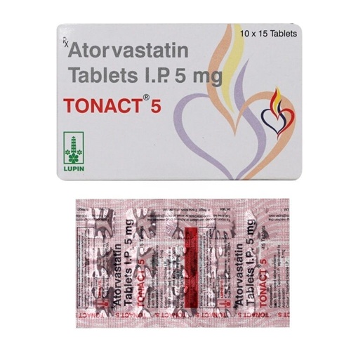 Tonact 5mg tablets red blister strip with printed dosage details