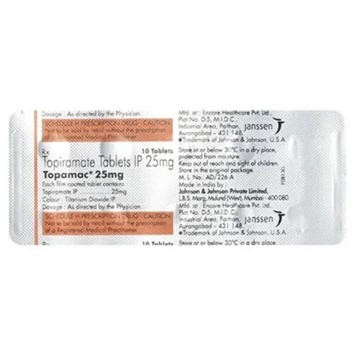 Topamac 25mg foil blister pack with printed dosage and brand label