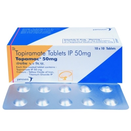 Topamac 50mg product box with multiple blister strips displayed