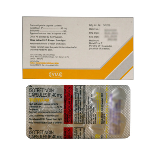 Tretiva 40mg capsules blister strip close-up