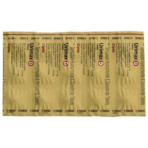 Urimax D blister strips close-up, tablets and printed label information legible