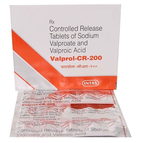 Valprol CR 200 bulk pack with sodium valproate and valproic acid extended-release tablets, long-term therapy for seizures, bipolar disorder, and PTSD, ZarvyPharm online pharmacy