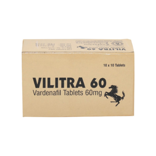 Vilitra 60 tablets back box packaging with label