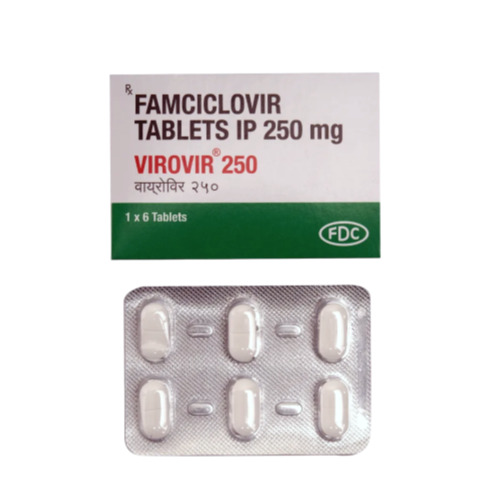 Virovir 250mg (Famciclovir) blister strip with white tablets and branded carton