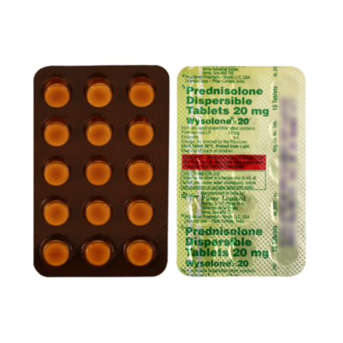 Wysolone DT 20mg (Prednisolone Dispersible) Pfizer branded carton with multiple blister packs