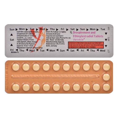Yasmin 21 Tablets blister strip close-up