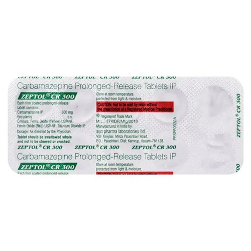Zeptol CR 300 blister pack showing carbamazepine tablets, sustained-release therapy for seizures and mood stabilization, online pharmacy