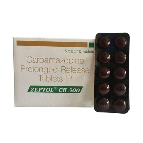 Zeptol CR 300 strip packaging with carbamazepine tablets, long-term treatment for epilepsy, neuropathic pain, and bipolar disorder, ZarvyPharm online pharmacy