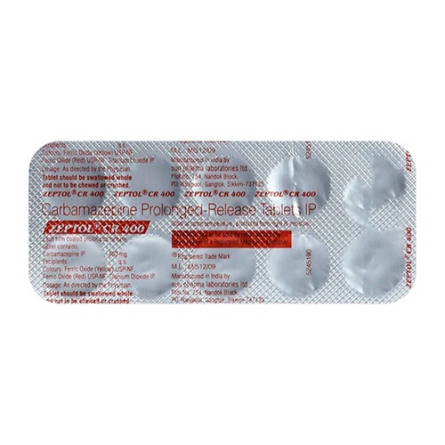 Zeptol CR 400mg (Carbamazepine) 100 tablets silver blister strips with dosage imprint, online pharmacy treatment option for epilepsy and mood stabilization