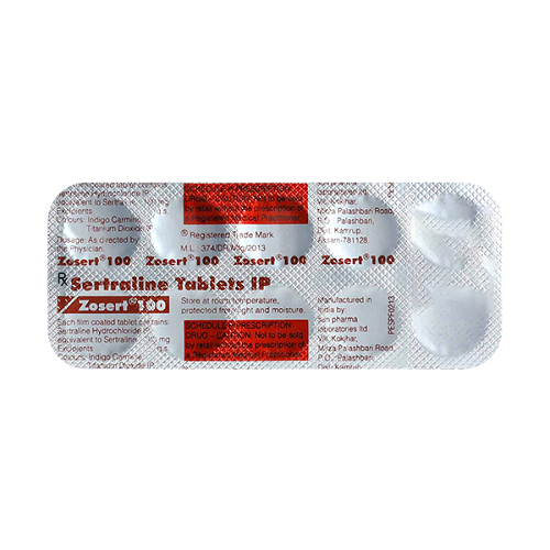 Blister pack of Zosert 100mg with clear dosage labeling and batch manufacturing details