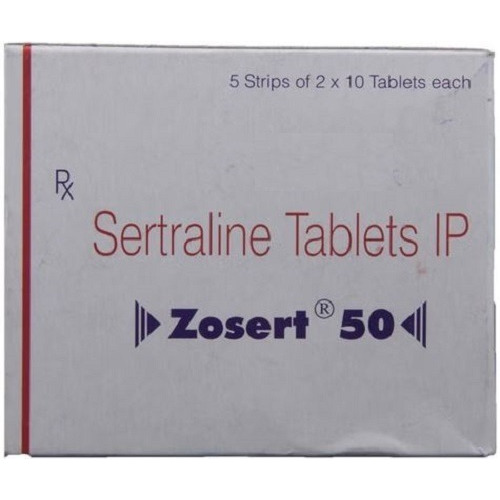 Zosert 50mg outer carton showing product name, strength, and generic sertraline marking